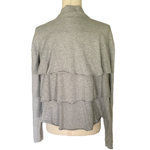 AIKO Gray Tiered Ruffle Back Marled Knit Sweatshirt Bolero Cardigan - S - Picture 6 of 12